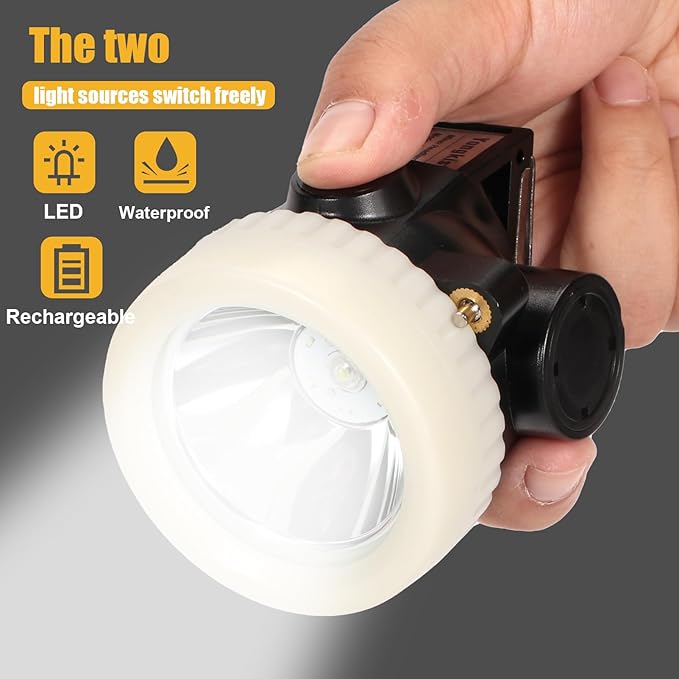 Mining Headlight Rechargeable Cap Lamp, 7 LEDs Super Bright Explosion Proof Hard Hat Light, Coon