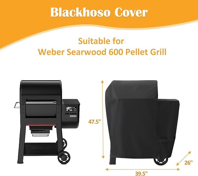 Grill Cover for Weber Searwood 600 Pellet Grill, 600D Waterproof 3400145 Weber Searwood 600 Cover
