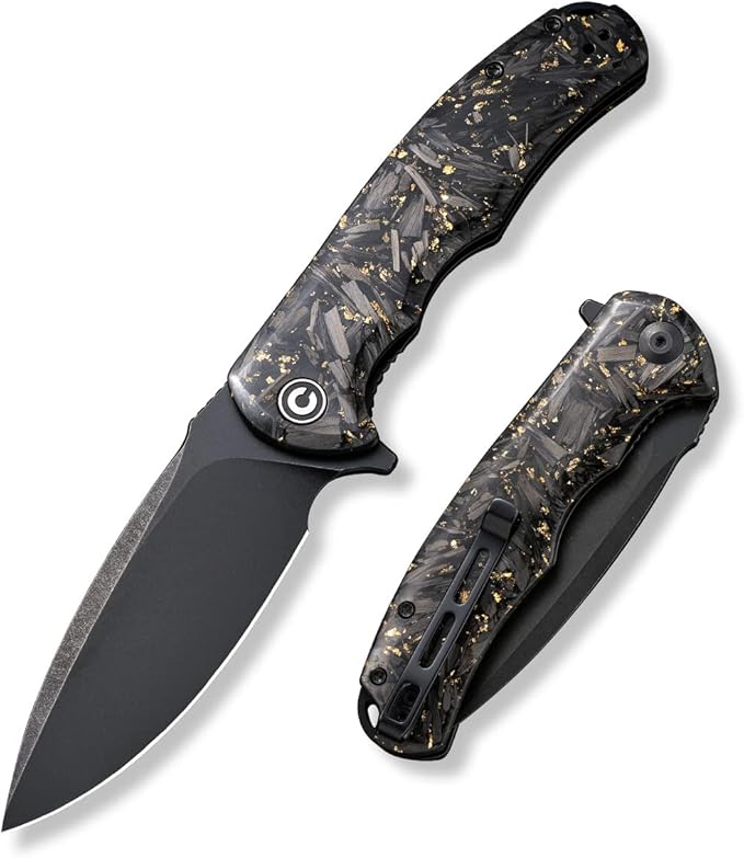 CIVIVI Folding Pocket Knife- Praxis Flipper Liner Lock Knife, 3.75" Black Stonewashed Blade