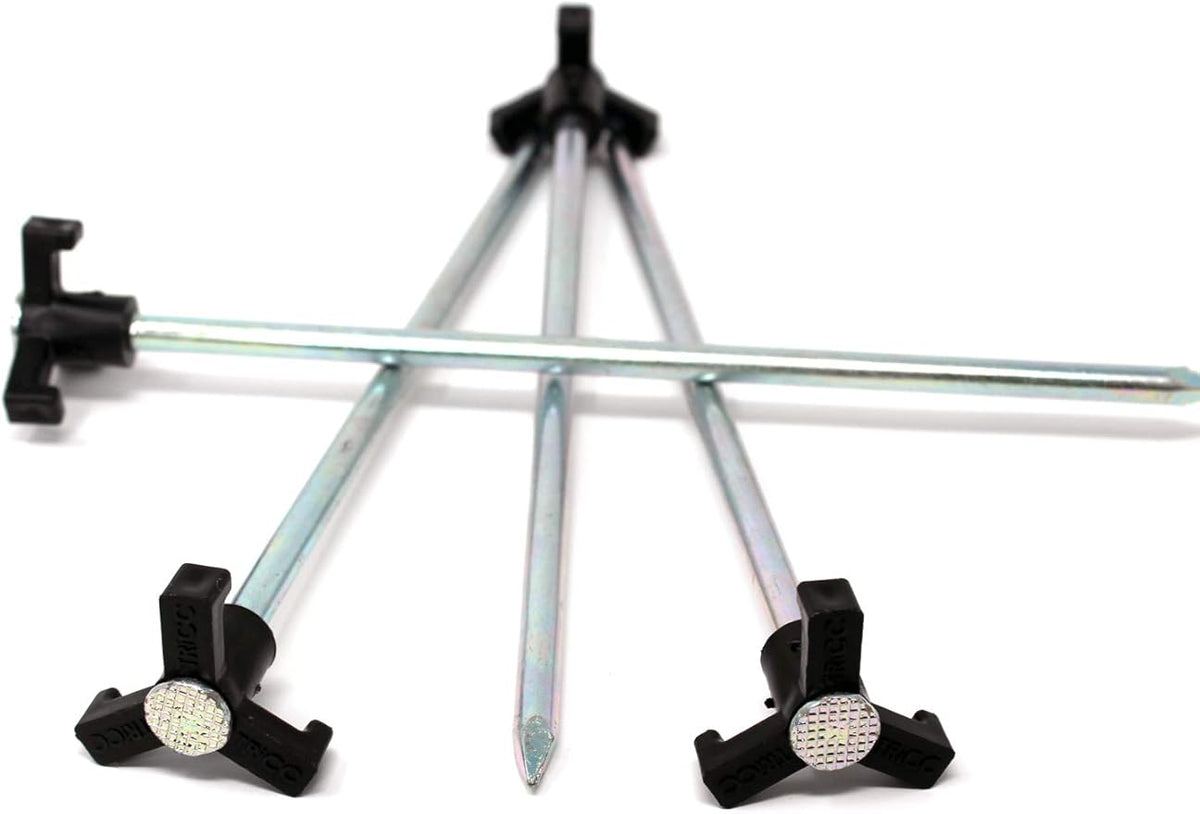 Tricc Unbreakable Heavy Duty Steel Tent/Canopy Stakes, Galvanized Non-Rust 10" Three Pegged Solid