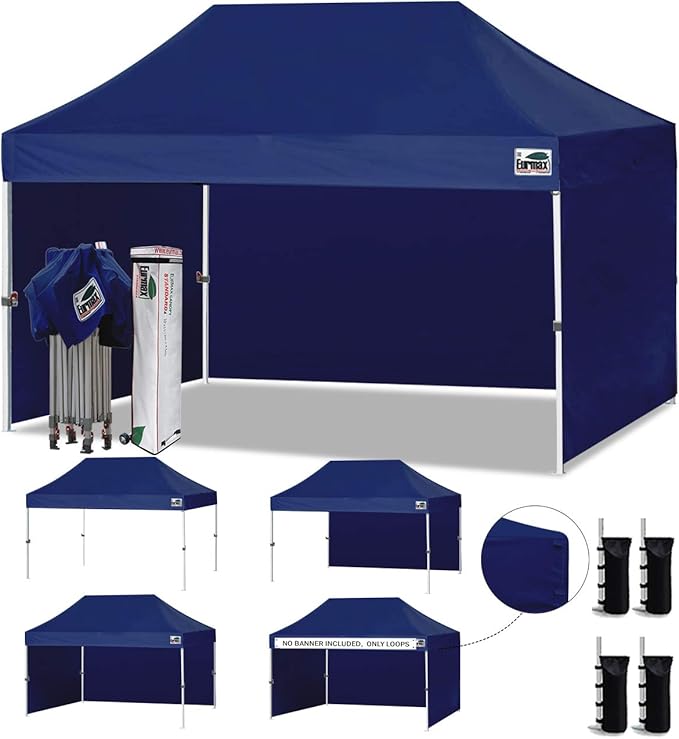 Eurmax USA 10'x15' Pop-up Canopy Tent Commercial Instant Canopies with 4 Removable Zipper End Side