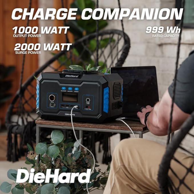 DieHard Portable Power Station 1000-Watt (2000-Watt Peak) - Quiet, Lightweight Solution for Home