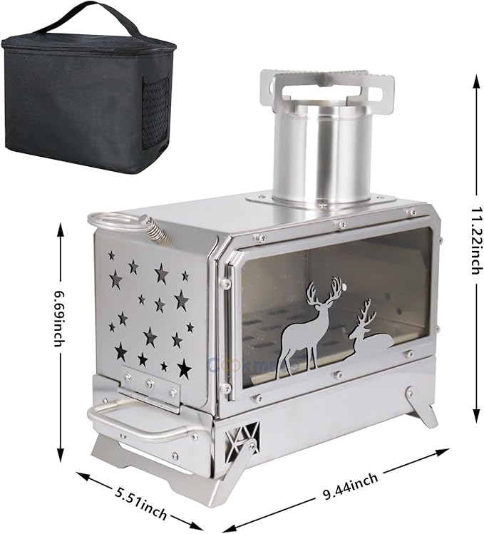 Portable Outdoor Camping Stove Stainless Steel Stove for Outdoor Cooking Heating & Fishing BBQ
