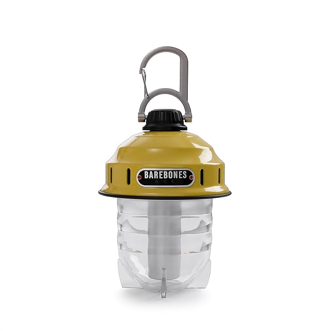 Barebones Beacon Hanging Light ??Dusty Yellow, Rechargeable LED Camping Lantern with Adjustable