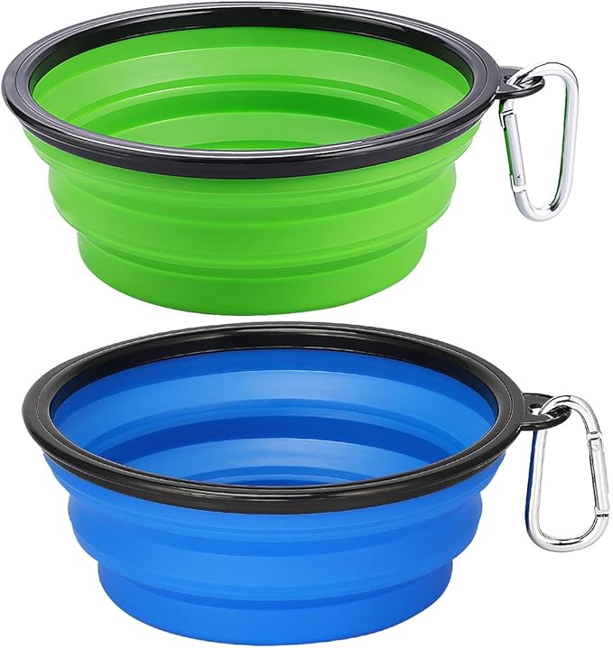 Kytely Large Collapsible Dog Bowls 2 Pack, 34oz Foldable Dog Travel Bowl, Portable Pet Water Food