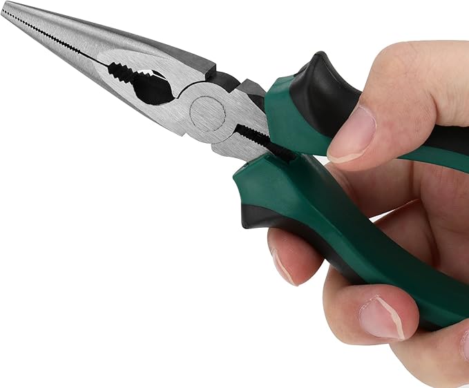 SINJEUN 15 Pack 6 Inch Needle Nose Pliers, Long Needle Nose Pliers with Wire Cutter, Insulated