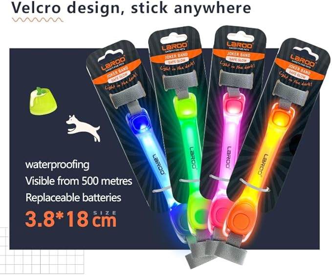 LaRoo Light Up Dog Collar with Nylon Stickers, Universal Glowing Collar Accessories for Leash