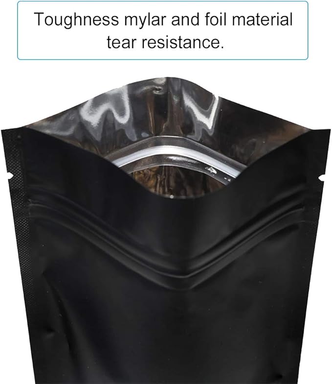 100 Pack Mylar Bags 6.3 x 9.4 Inches Resealable Smell Proof Bags for Storage Foil Pouch Bags Matte