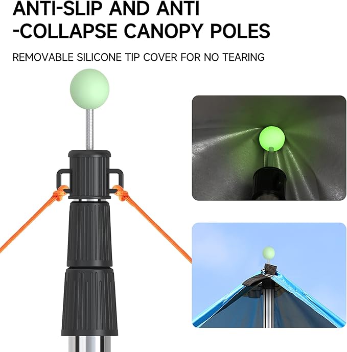 SANLIKE Telescoping Tarp Pole Heavy Duty Tent Poles, 33"-86.6"/94" Thickened Tube Collapsible