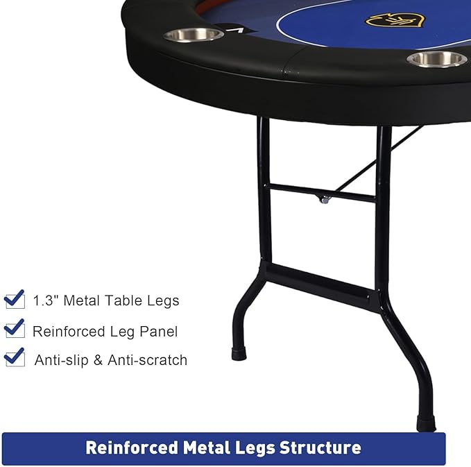 LUCKYERMORE Upgraded 10 Players Poker Table with Stainless Steel Cup Holder, 84”Folding