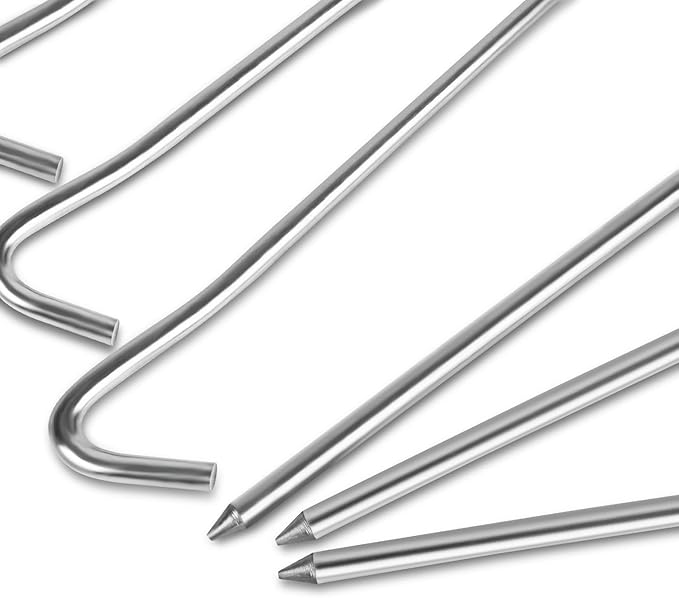 9" Tent Stakes, Heavy Duty Tarp Camping Stakes, Galvanized Metal Pegs for Outdoor Decorations, 20
