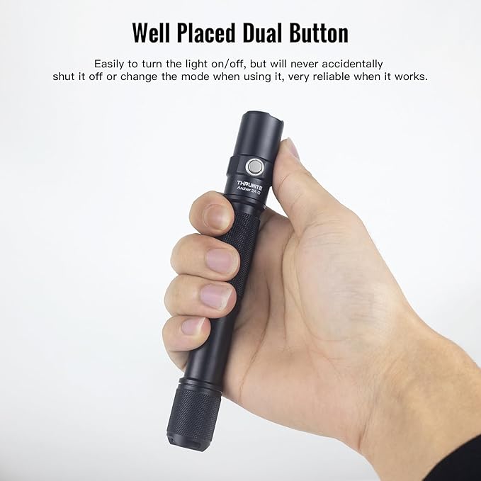 ThruNite Archer 2A C LED Rechargeable Flashlight, High 1000 Lumens AA Flashlight with Lanyard, IPX8