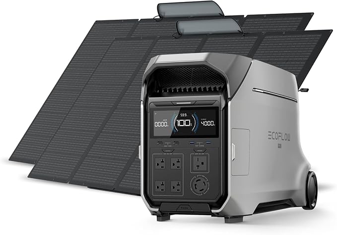 EF ECOFLOW Solar Generator 4096Wh DELTA Pro 3 with 2X400W Portable Panels, 120/240V 4000W AC