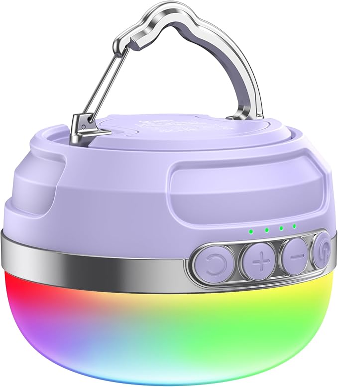 LED Camping Lantern Rechargeable 1400LM, Up to 420H Running Time Camping Tent RGB Light, 10400mAh
