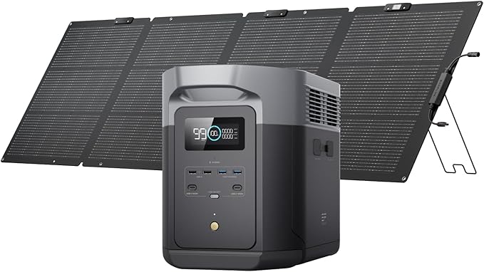 EF ECOFLOW Solar Generator DELTA 2 Max 2048Wh with 220W Solar Panel, LiFePO4 Battery Portable Power