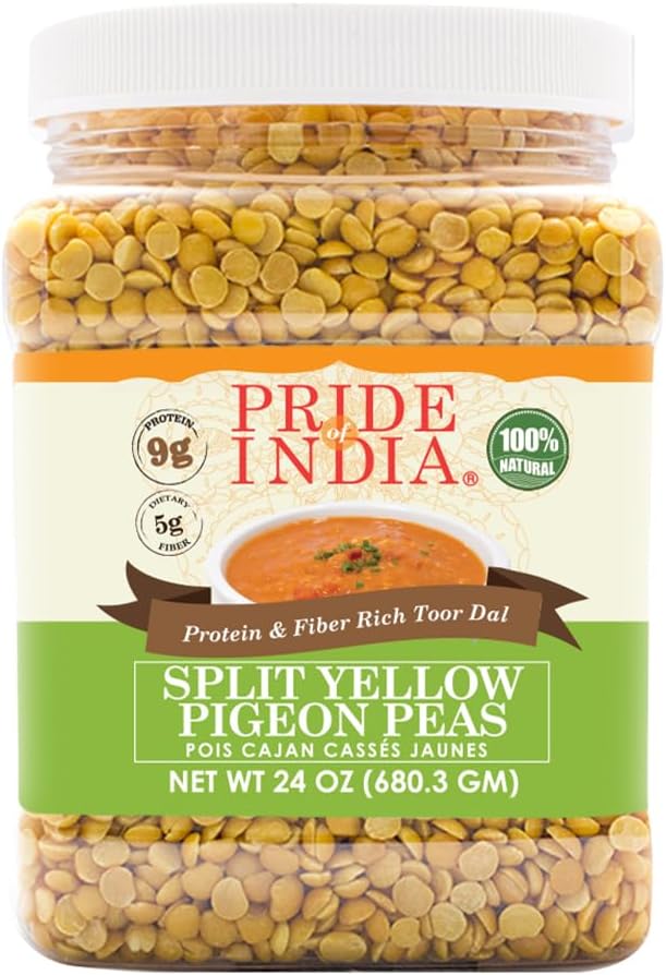 Pride Of India - Indian Split Yellow Pigeon Peas - Protein & Fiber Rich Toor (Arahar) Dal, 1.5