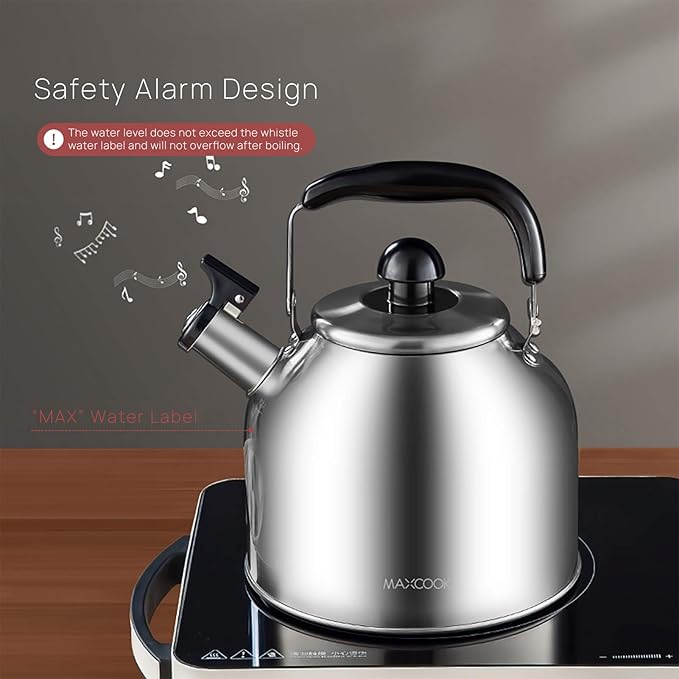 4.2 Quart/4L Stainless Steel Whistling Tea Kettle,Brushed Satin, Suitable to Boiling Water & Tea on