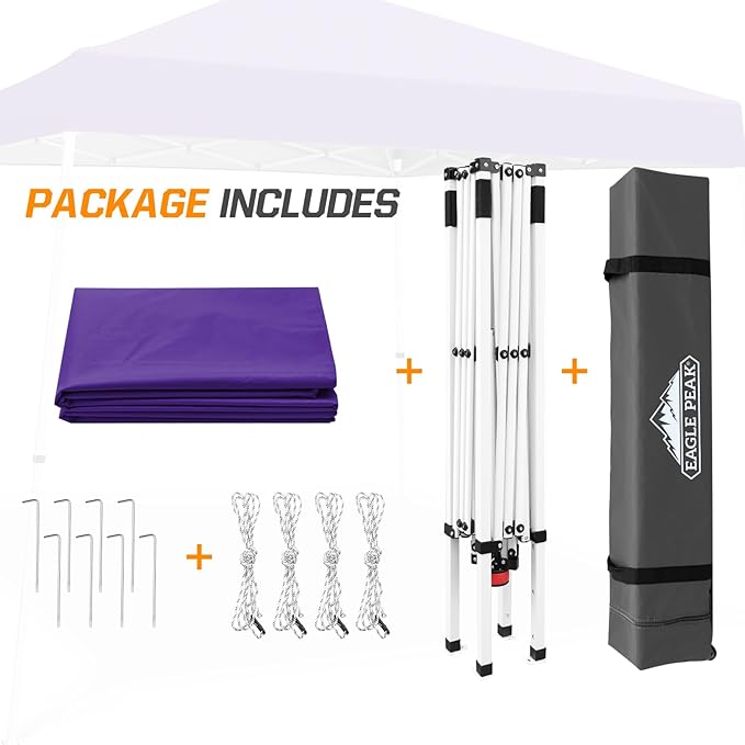 EAGLE PEAK 10x10 Slant Leg Pop-up Canopy Tent Easy One Person Setup Instant Outdoor Beach Canopy