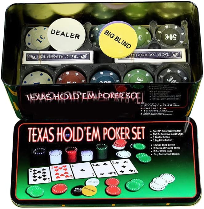 Poker Chip Set with Aluminum Storage Box,200 Pcs Poker Chips,2 Pack Pokers,1 Professional Table