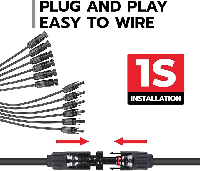 1 Pair Solar Connectors Y Branch,1 to 6 Solar Parallel Connector for Solar Panels,30A 1000V Solar