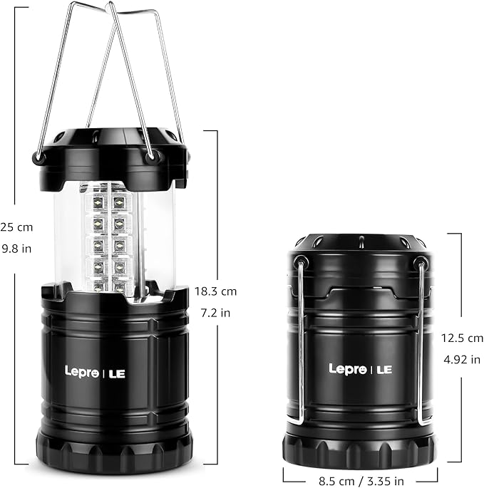 Lepro LED Camping Lanterns Battery Powered, Collapsible, IPX4 Water Resistant, Outdoor Portable