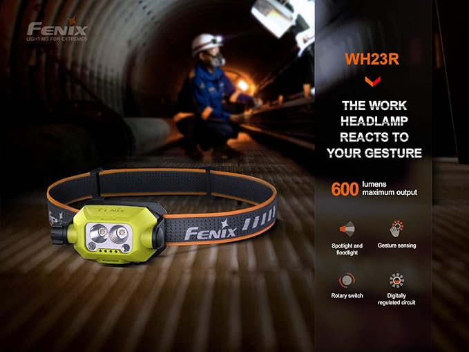 Fenix WH23R 600 Lumen USB Rechargeable Gesture/Motion Control spot/Flood headlamp with EdisonBright