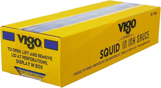 Vigo Premium Imported Canned Seafood, Squid in Ink Sauce, Specialty Flavored, Perfect for Recipes