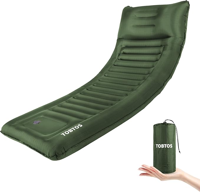 TOBTOS Inflatable Camping Sleeping Pad with Pillow, Thick 6 Inch Ultralight Sleeping Pad with