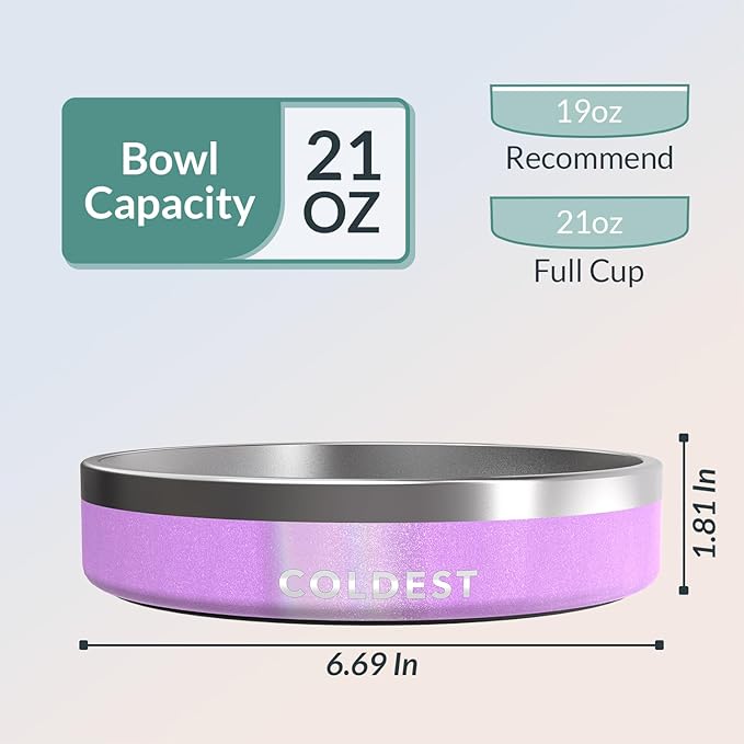 Coldest Dog Bowl - Anti Rust Metal, Non Slip, 3 Layers Insulated Stainless Steel Dog Bowls - Spill