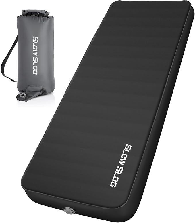 Self-Inflating Sleeping Pad with Portable Electric Air Pump, 4in Thick Memory Foam Camping Mattress