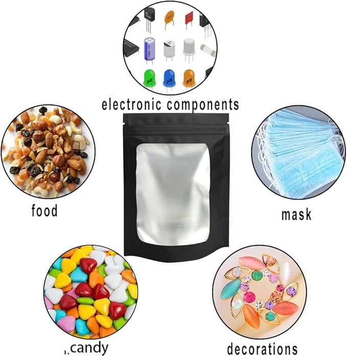 STUs 100 Pack Smell Proof Bags 4 x 6 Inch Resealable Stand-Up Mylar Bags with Clear Window Foil