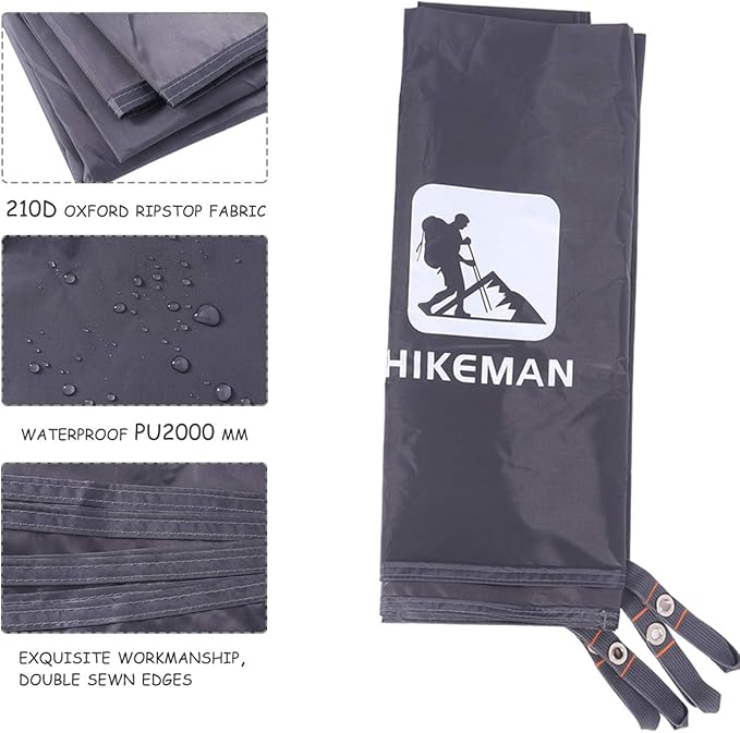 Hikeman Tent Footprint - Waterproof Camping Tarp, Heavy Duty Tent Floor Saver, Ultralight Ground