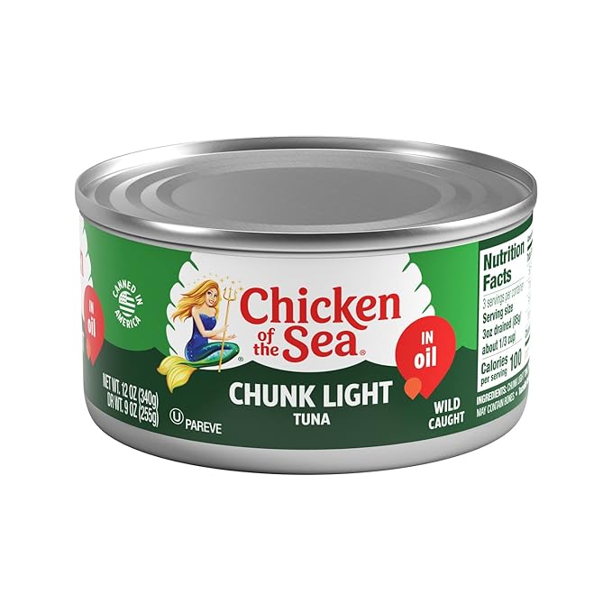 Chicken of the Sea Chunk Light Tuna in Oil, 12 oz. Cans (Pack of 12), Wild Caught Tuna