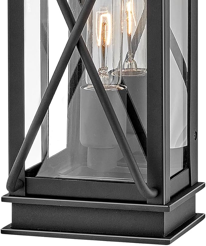 Hinkley Montecito Medium Wall Mount Outdoor Lantern - Modern, 1-Light, Aluminum, Clear Glass