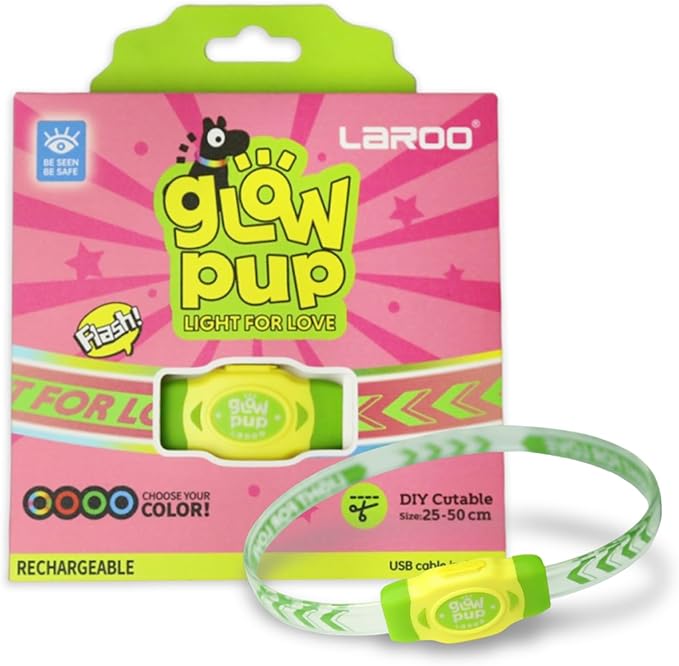 LaRoo LED Light Up Dog Collar, Type-C Rechargeable, Multi-Color Glowing Safety Pet Collar, Cuttable