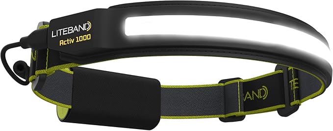 LED Headlamp Liteband Lightweight ACTIV 1000 Lumen Bright Head Lamp, Powerful High Rechargeable