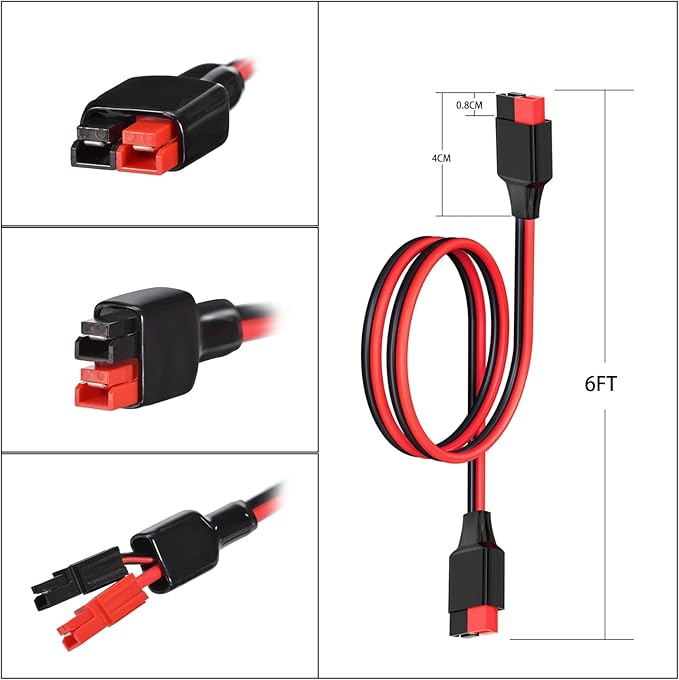 10AWG 6FT Anderson Extension Cable 2 6 10 20 35 50FT Solar Extension Cable Anderson Connector for