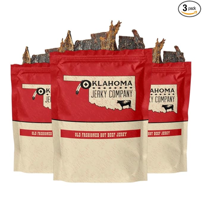 Old Fashioned Hot Beef Jerky - No Frills Tough and Old Style Dry Beef Jerky - All Natural, Gluten
