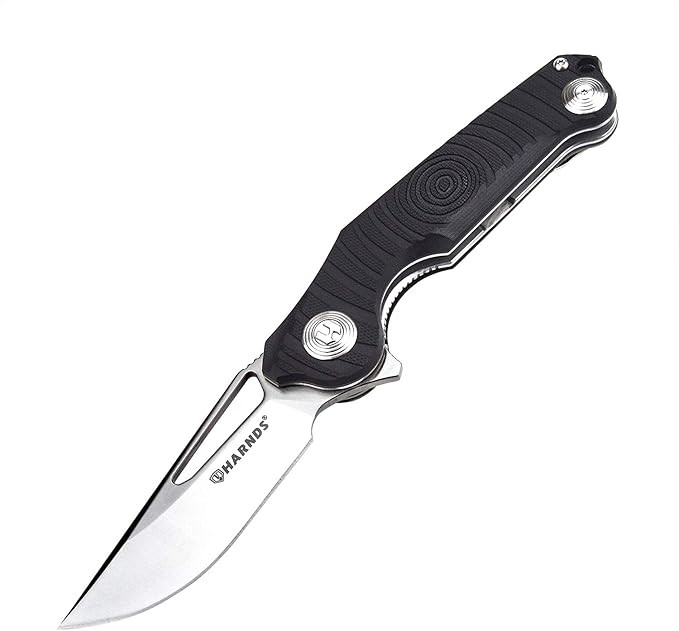 Harnds Time Folding Knife with Sandvik 14C28N Steel Blade Pocket Knife with G10 Handle Camping