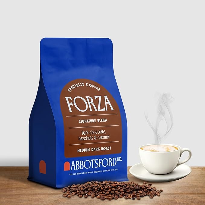 Forza Whole Bean Coffee, Medium Dark Roast Coffee Beans Bold Flavor with Dark Chocolate, Hazelnuts