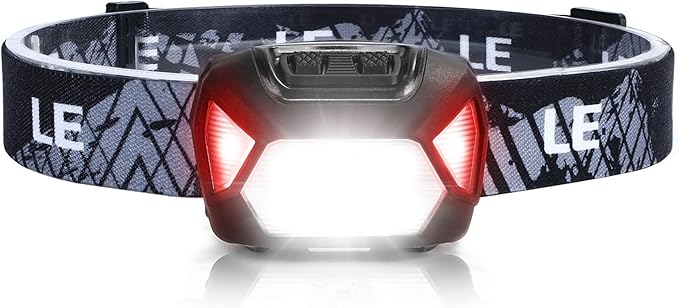 Lepro 320015 Battery Powered Headlamp - 1300Lux Super Bright LED Head Lamp with Red Light, IPX4