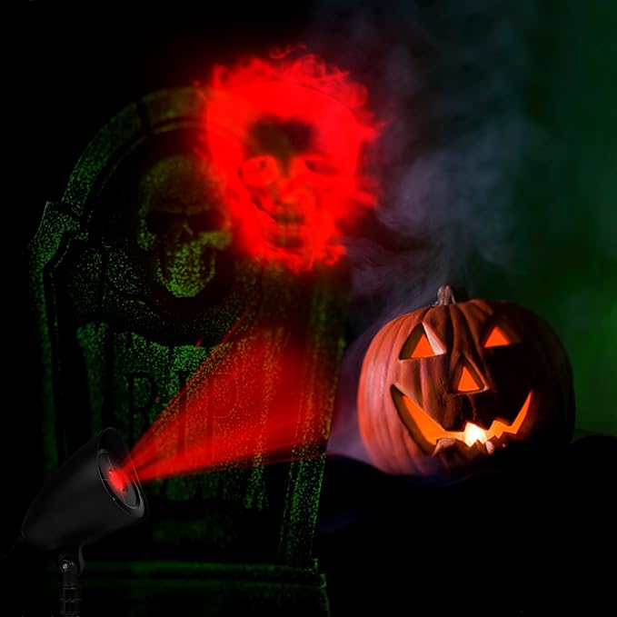 Halloween Projector Lights, Red Skull Projector LED Light, Waterproof Holiday Decoration for Party