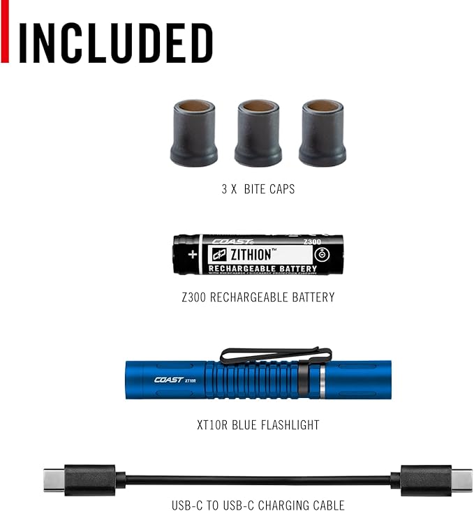 COAST XT10R 280 Lumen USB-C Rechargeable Pocket Flashlight/Penlight with TWIST FOCUS and Two-Way