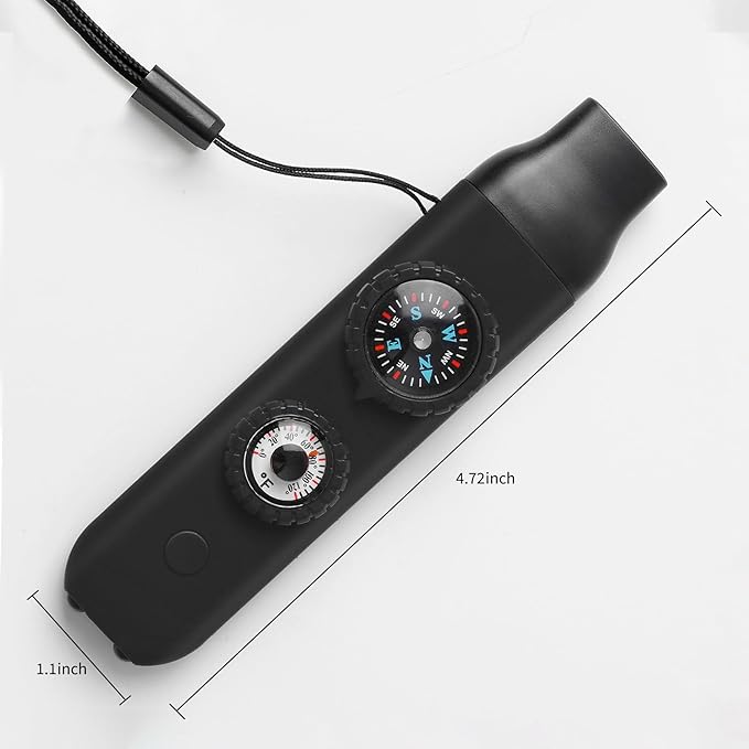 Multifunctional Survival Emergency Whistle for Kids with Compass Hiking Survival, Thermometer &