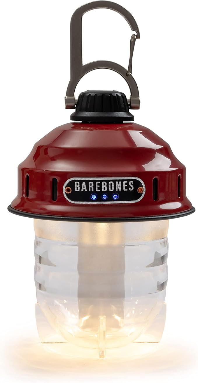 Barebones Beacon Hanging Light ??Red, Rechargeable LED Camping Lantern with Adjustable Brightness
