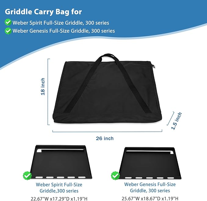 Griddle Cover for Weber Spirit 300 Series Griddle, for Weber Genesis 300 Series Griddle, Full-Size