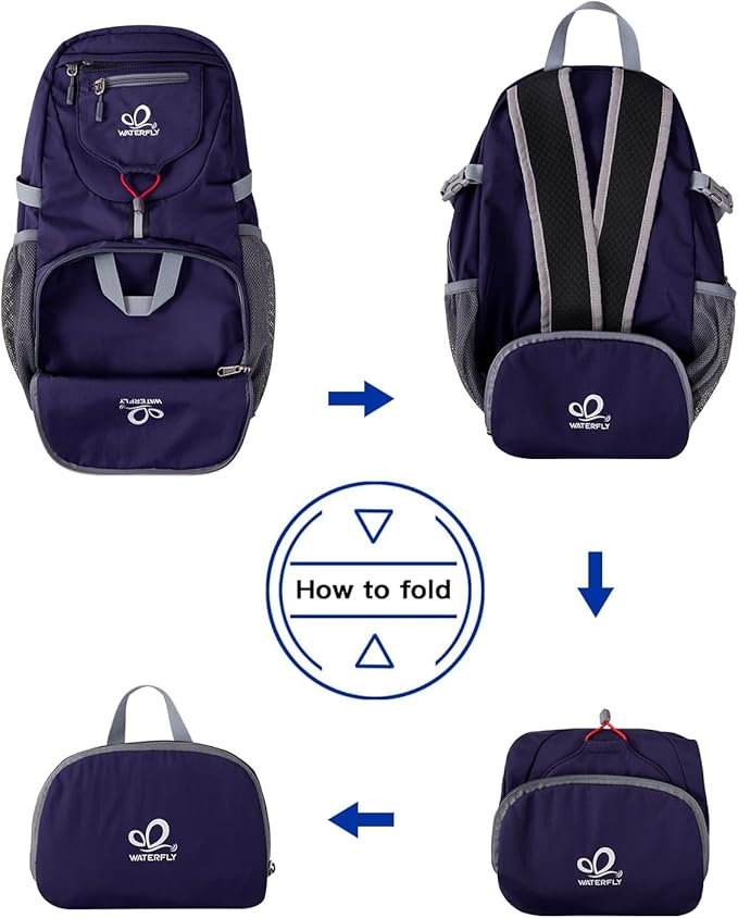 WATERFLY Small Lightweight Packable Backpack: 20l Ultra Light Foldable Travel Hiking Camping