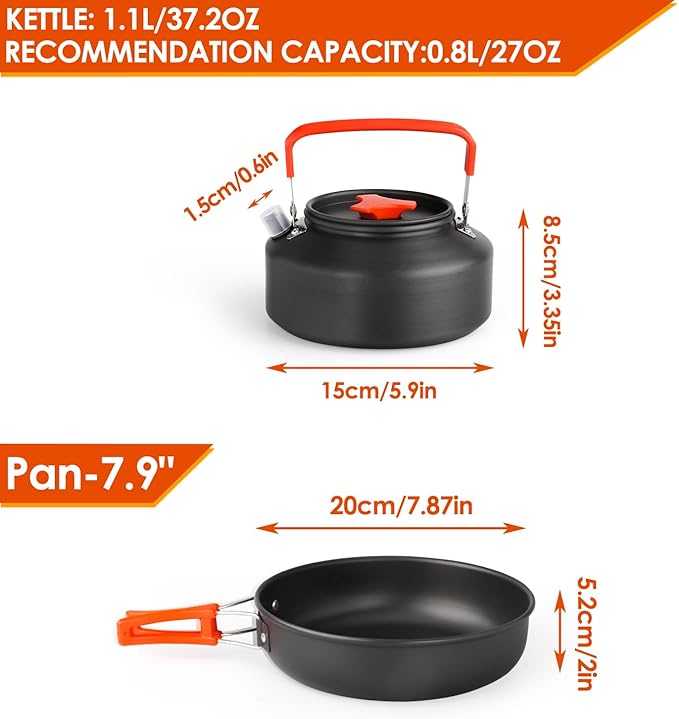 Gutsdoor Camping Cookware Set Camping Gear Campfire Utensils Non-Stick Cooking Equipment