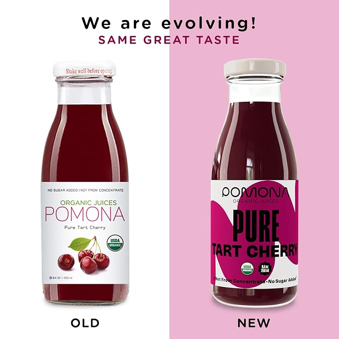 Pomona Organic Pure Tart Cherry Juice, Cold Pressed, Non-GMO, No Sugar Added, Not from Concentrate