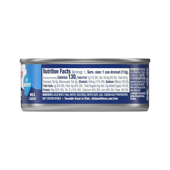 Chicken of the Sea Solid White Premium Albacore Tuna in Water, 5 oz. Can (Pack of 1), Wild Caught